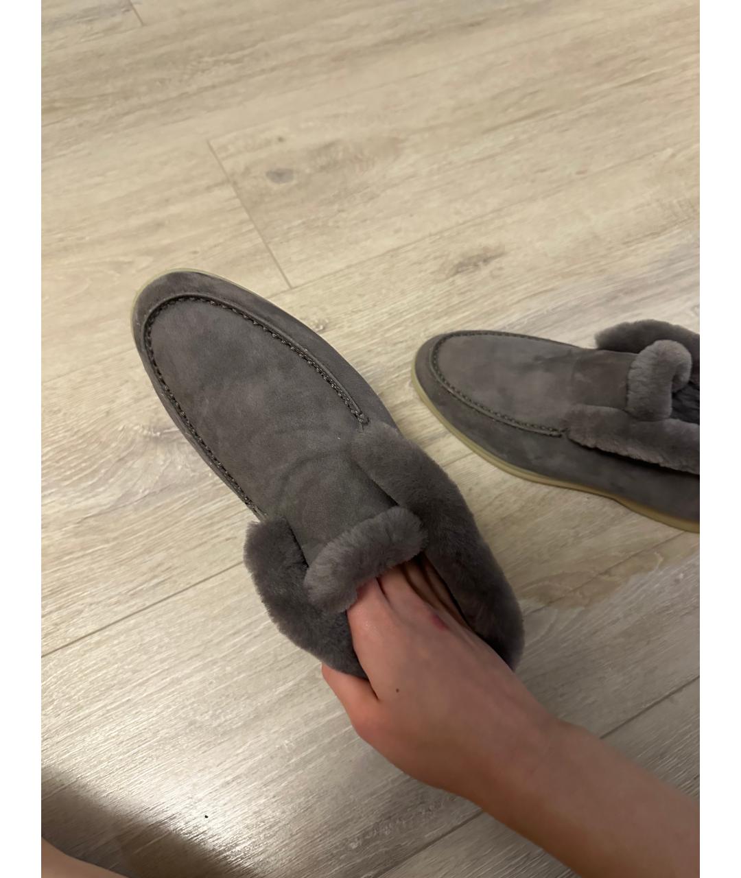 LORO PIANA Серые замшевые лоферы, фото 3