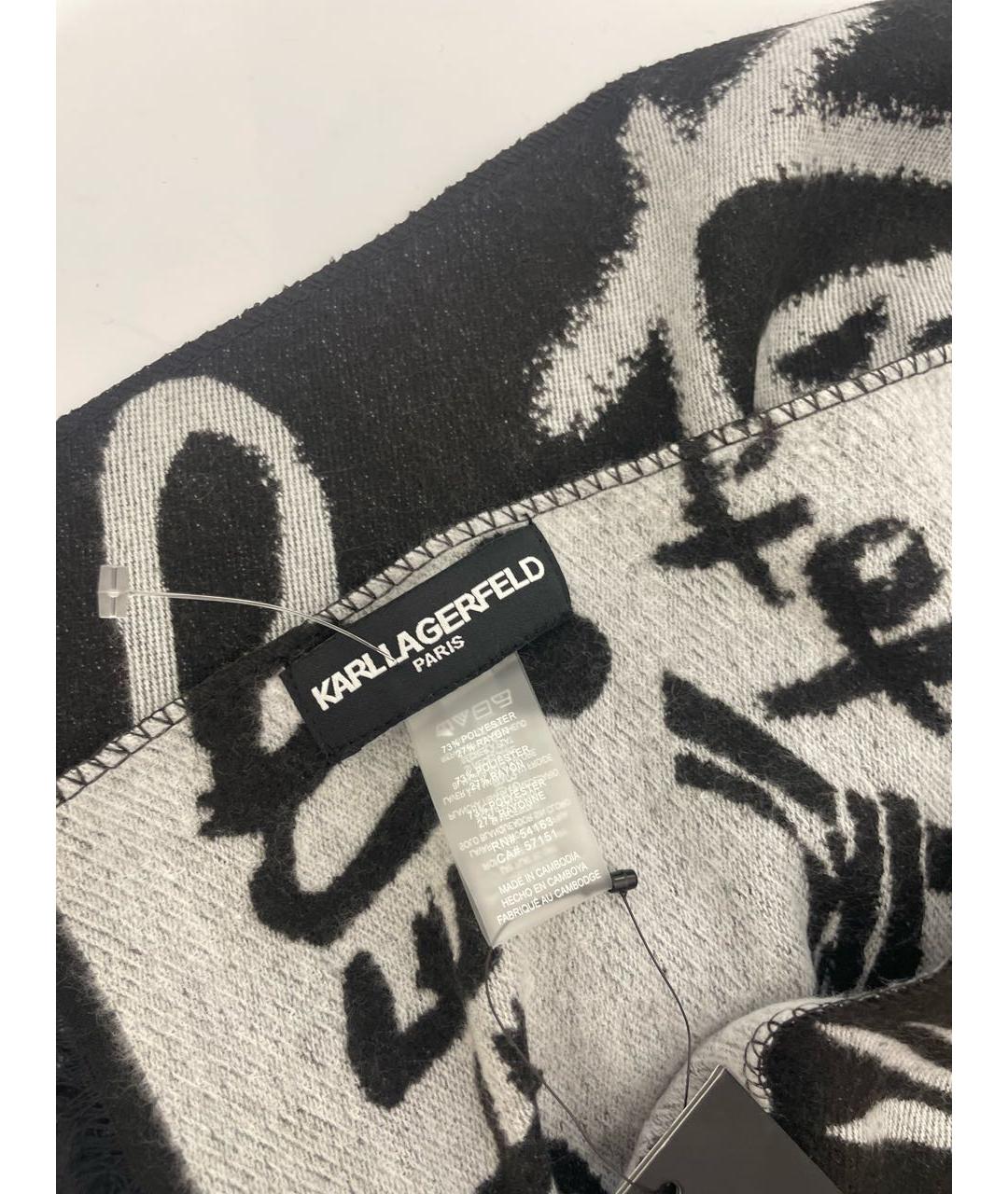 KARL LAGERFELD Черный шерстяной шарф, фото 5