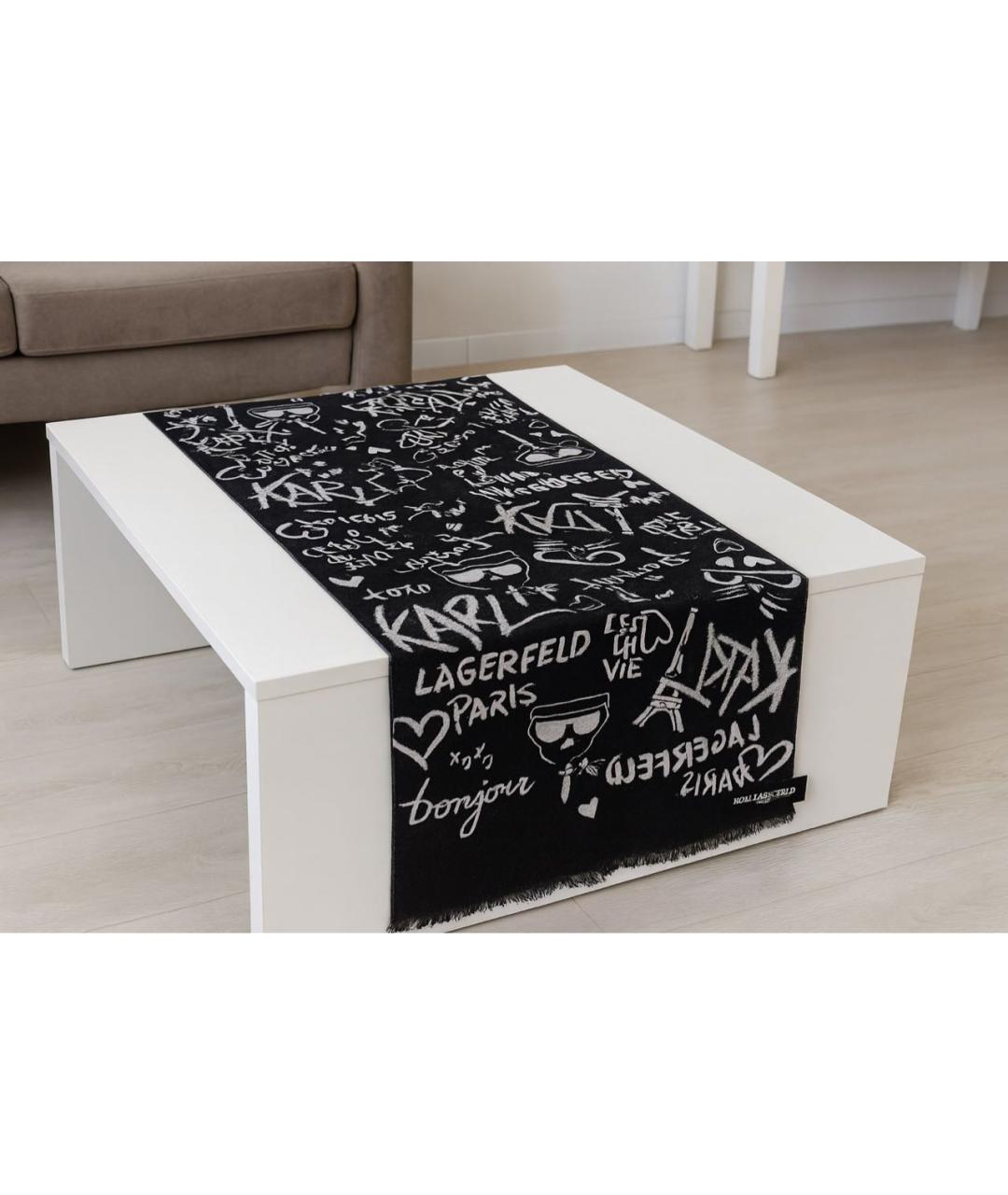 KARL LAGERFELD Черный шерстяной шарф, фото 2