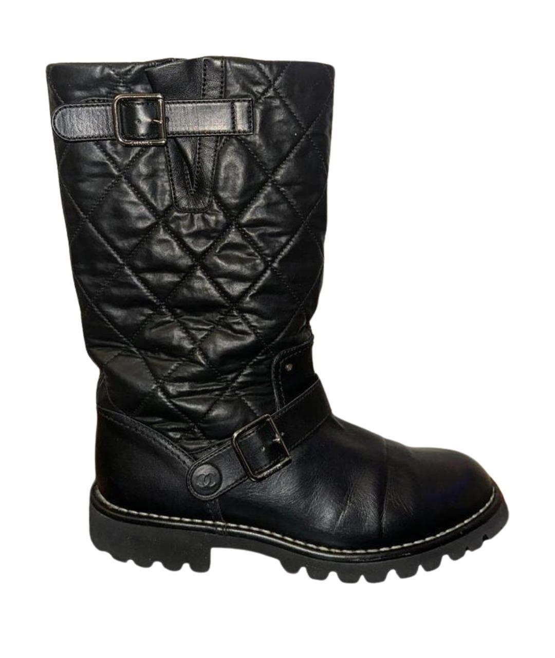 CHANEL Черные кожаные ботинки, фото 1