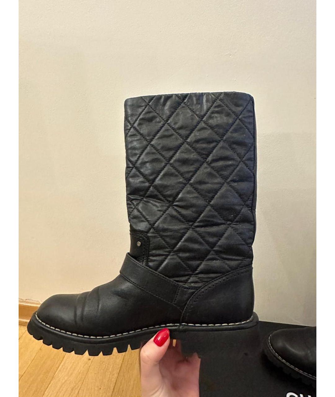 CHANEL Черные кожаные ботинки, фото 4