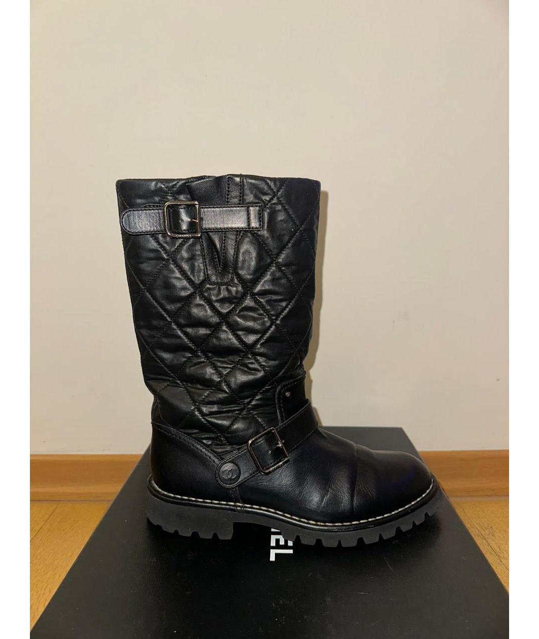 CHANEL Черные кожаные ботинки, фото 5