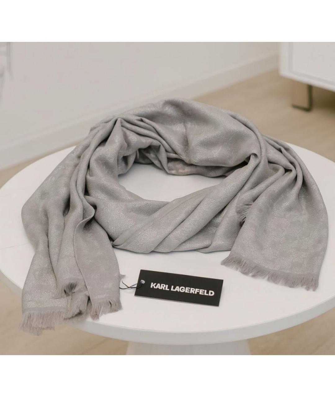 KARL LAGERFELD Серый шарф, фото 2