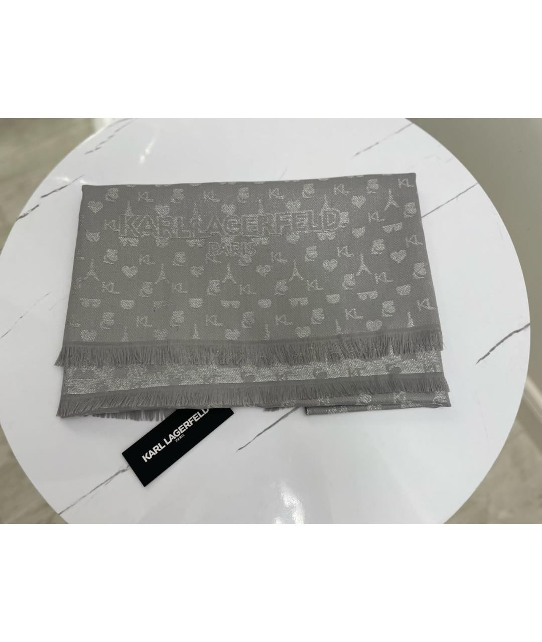 KARL LAGERFELD Серый шарф, фото 7