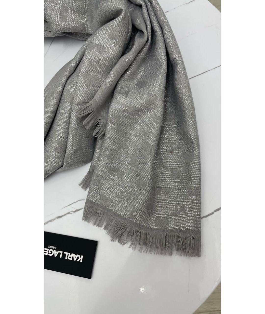 KARL LAGERFELD Серый шарф, фото 4