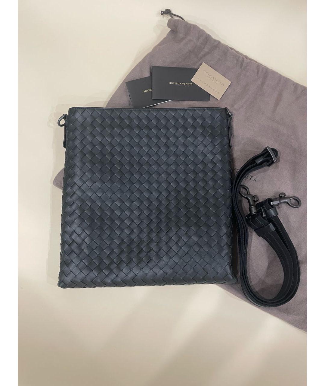 BOTTEGA VENETA Черная кожаная сумка на плечо, фото 7