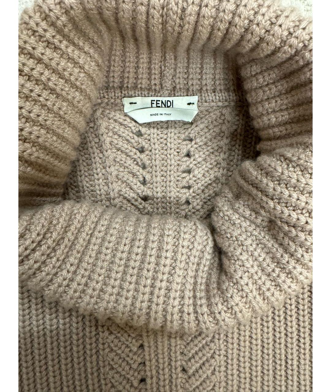 FENDI Бежевый кашемировый джемпер / свитер, фото 3