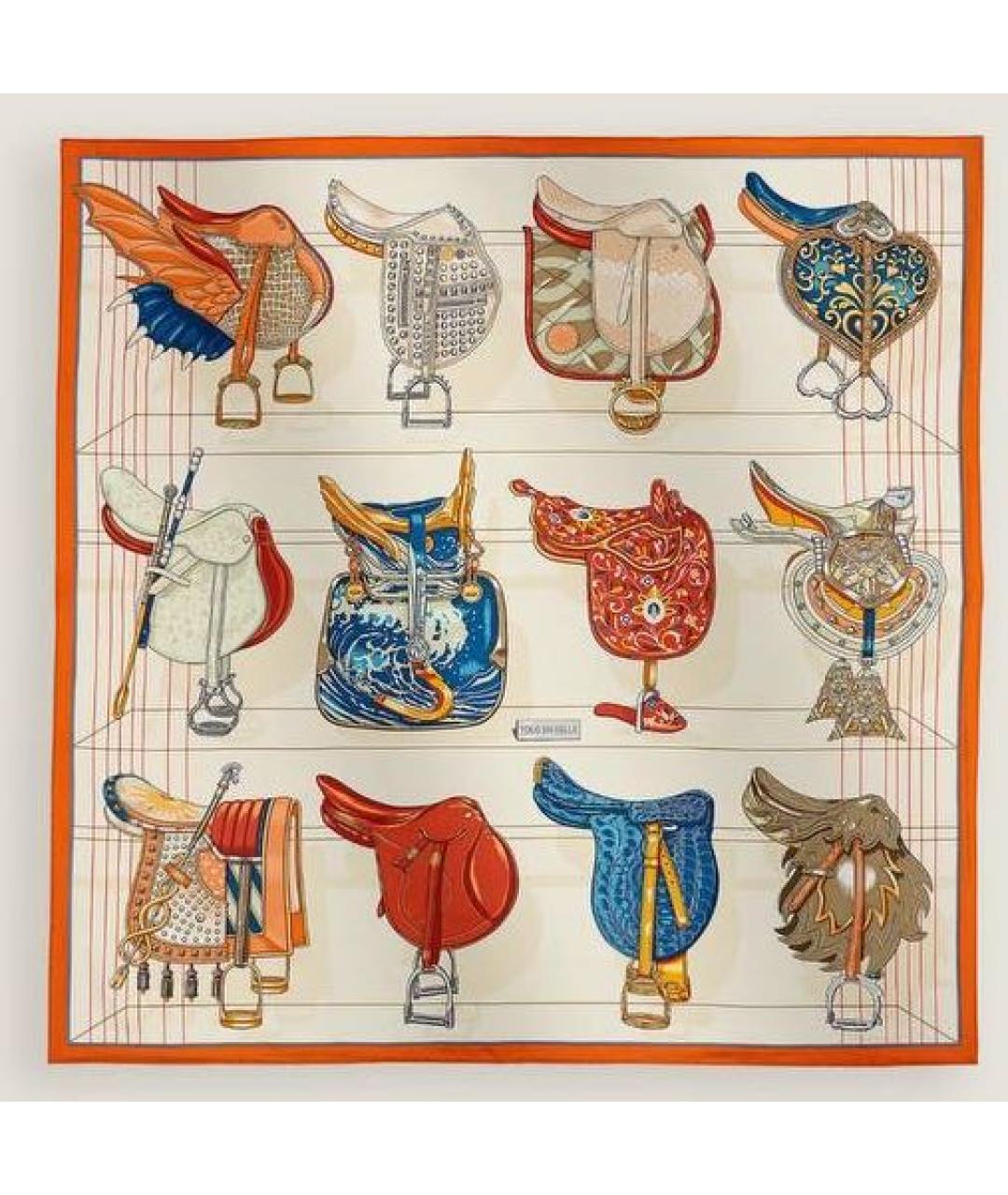 HERMES Мульти шелковый платок, фото 4