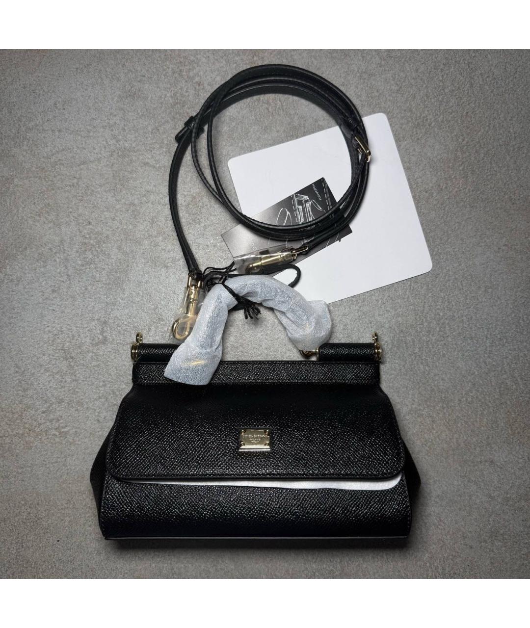 DOLCE&GABBANA Черная кожаная сумка с короткими ручками, фото 2