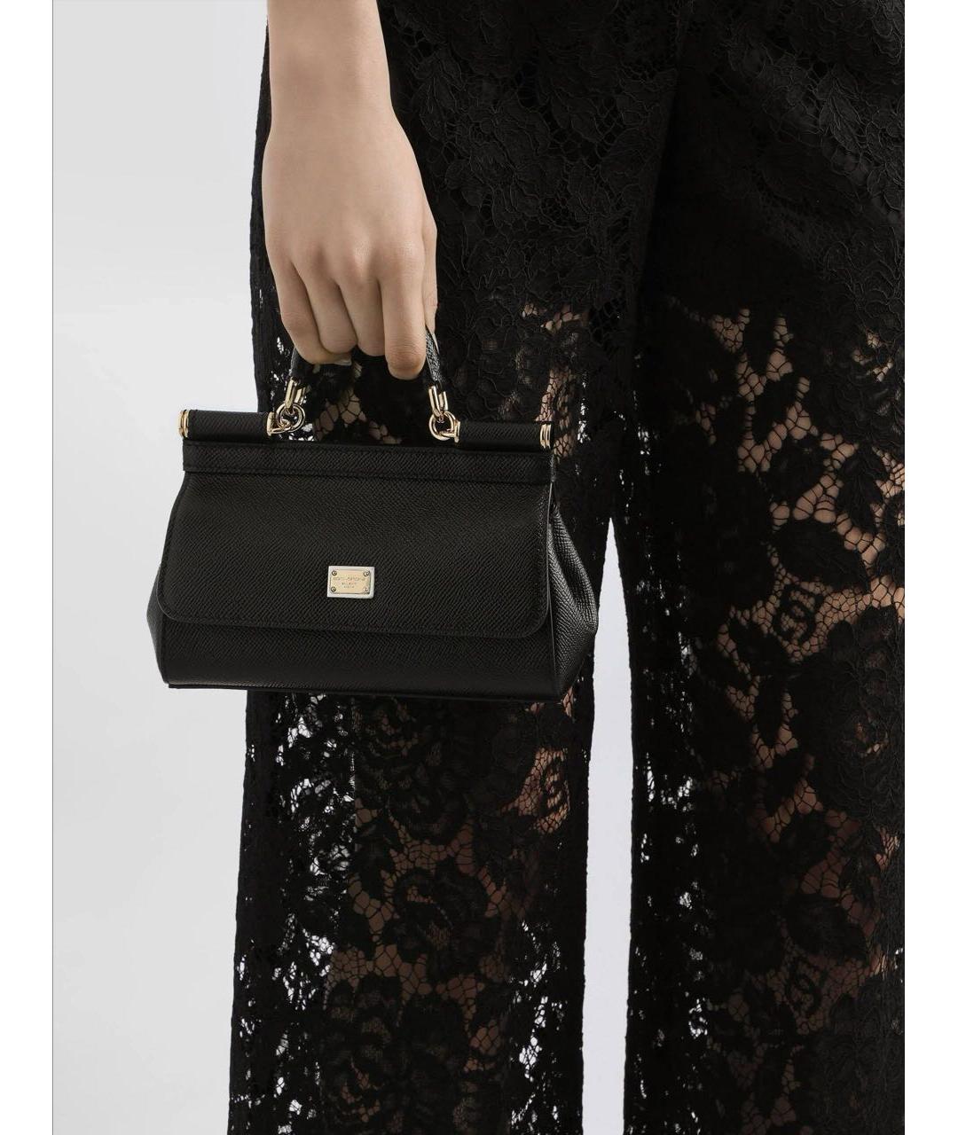 DOLCE&GABBANA Черная кожаная сумка с короткими ручками, фото 3