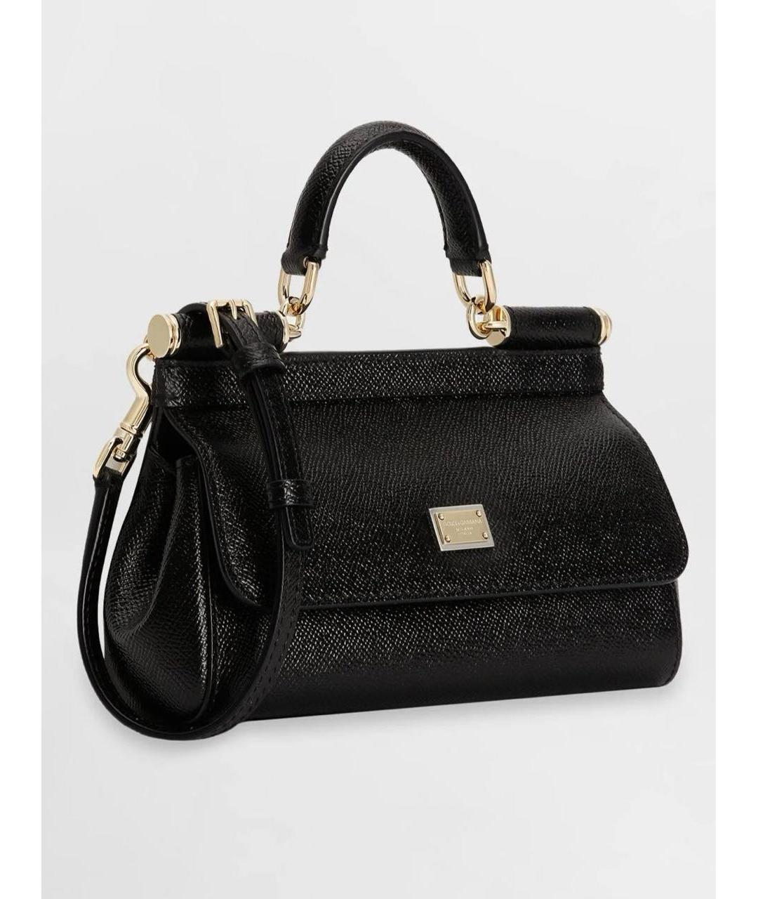 DOLCE&GABBANA Черная кожаная сумка с короткими ручками, фото 9