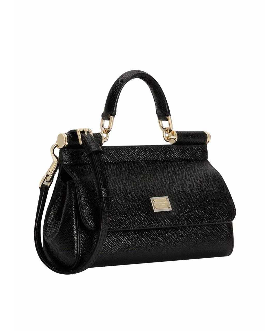 DOLCE&GABBANA Черная кожаная сумка с короткими ручками, фото 1