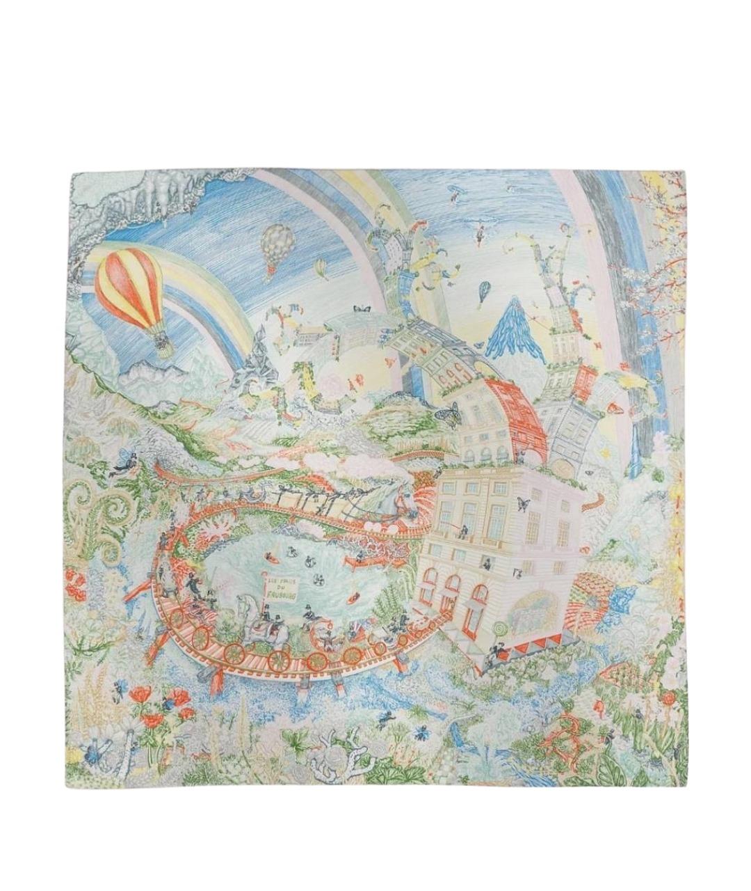 HERMES Мульти шелковый платок, фото 1