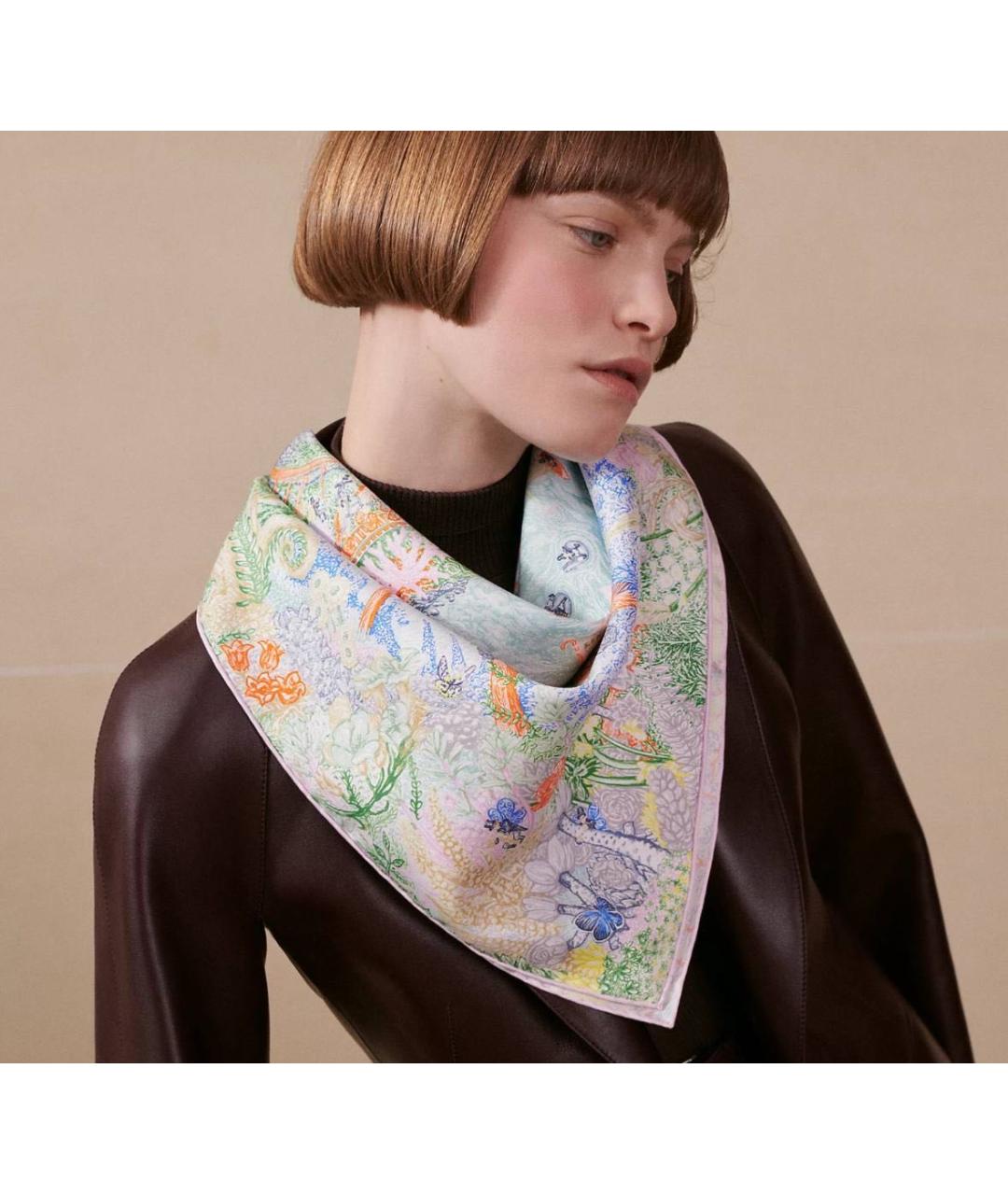 HERMES Мульти шелковый платок, фото 2