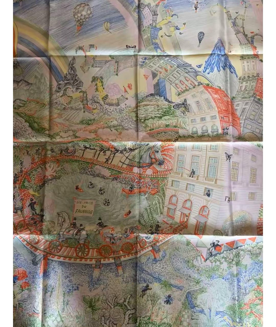 HERMES Мульти шелковый платок, фото 4