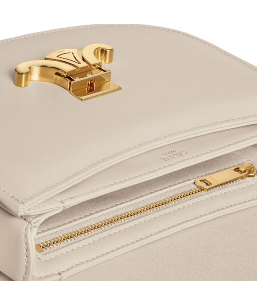 CELINE Бежевая кожаная сумка через плечо, фото 4