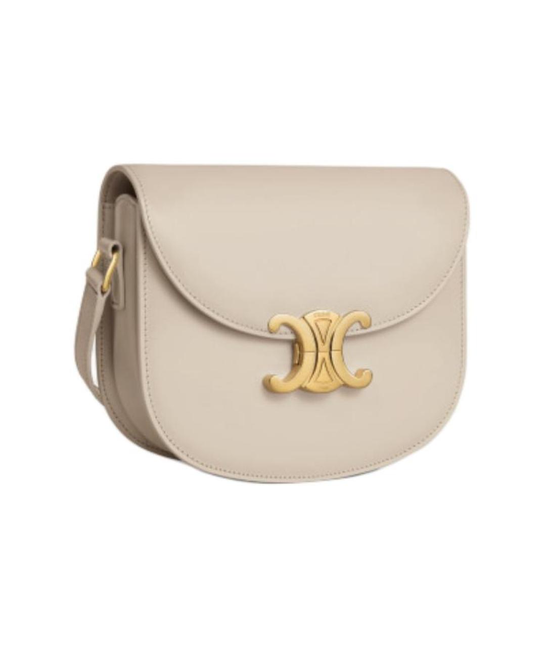 CELINE Бежевая кожаная сумка через плечо, фото 2