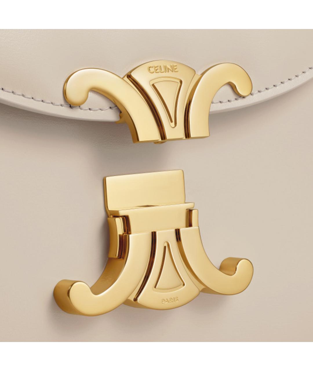 CELINE Бежевая кожаная сумка через плечо, фото 5