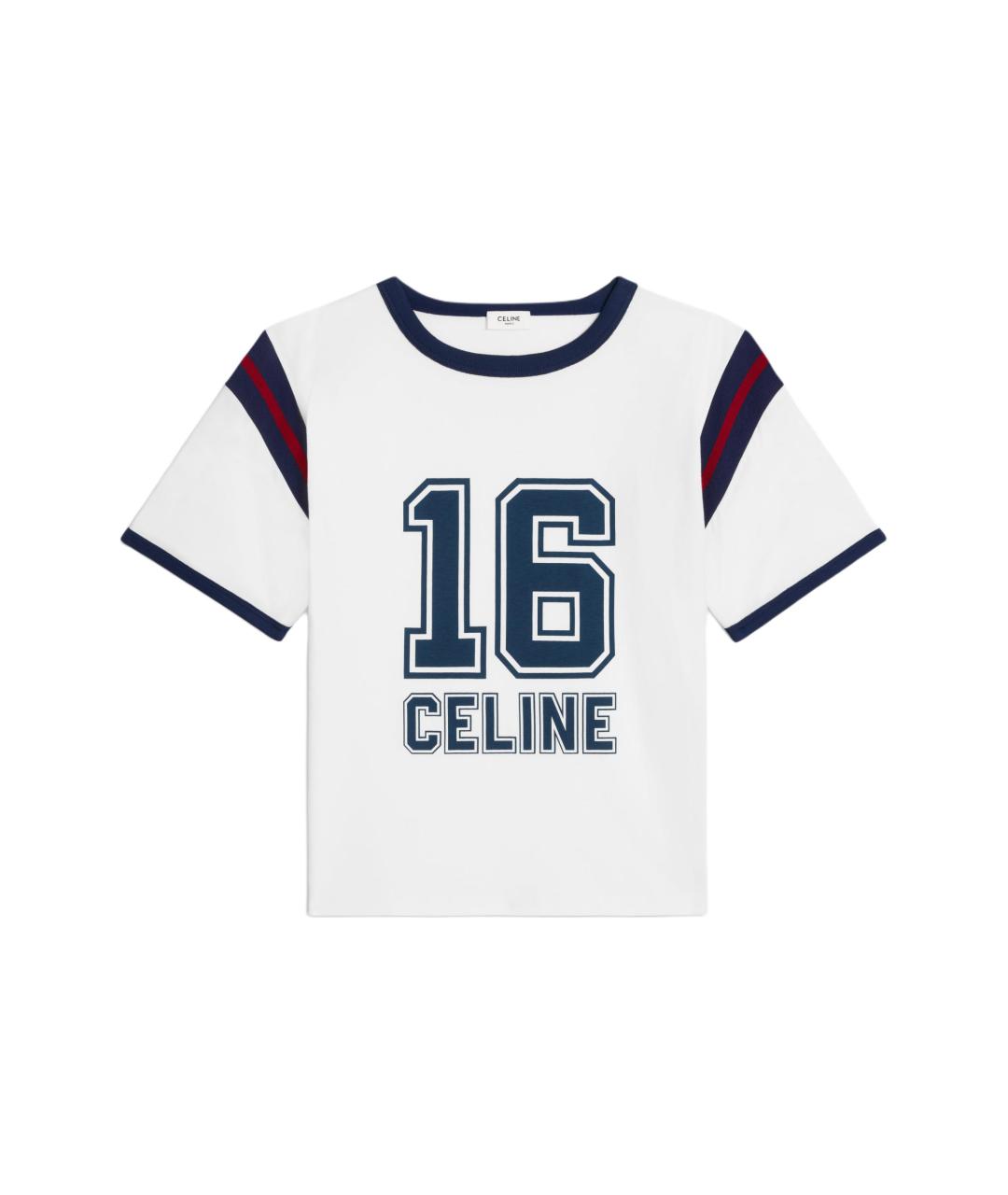 CELINE Белая хлопковая футболка, фото 1