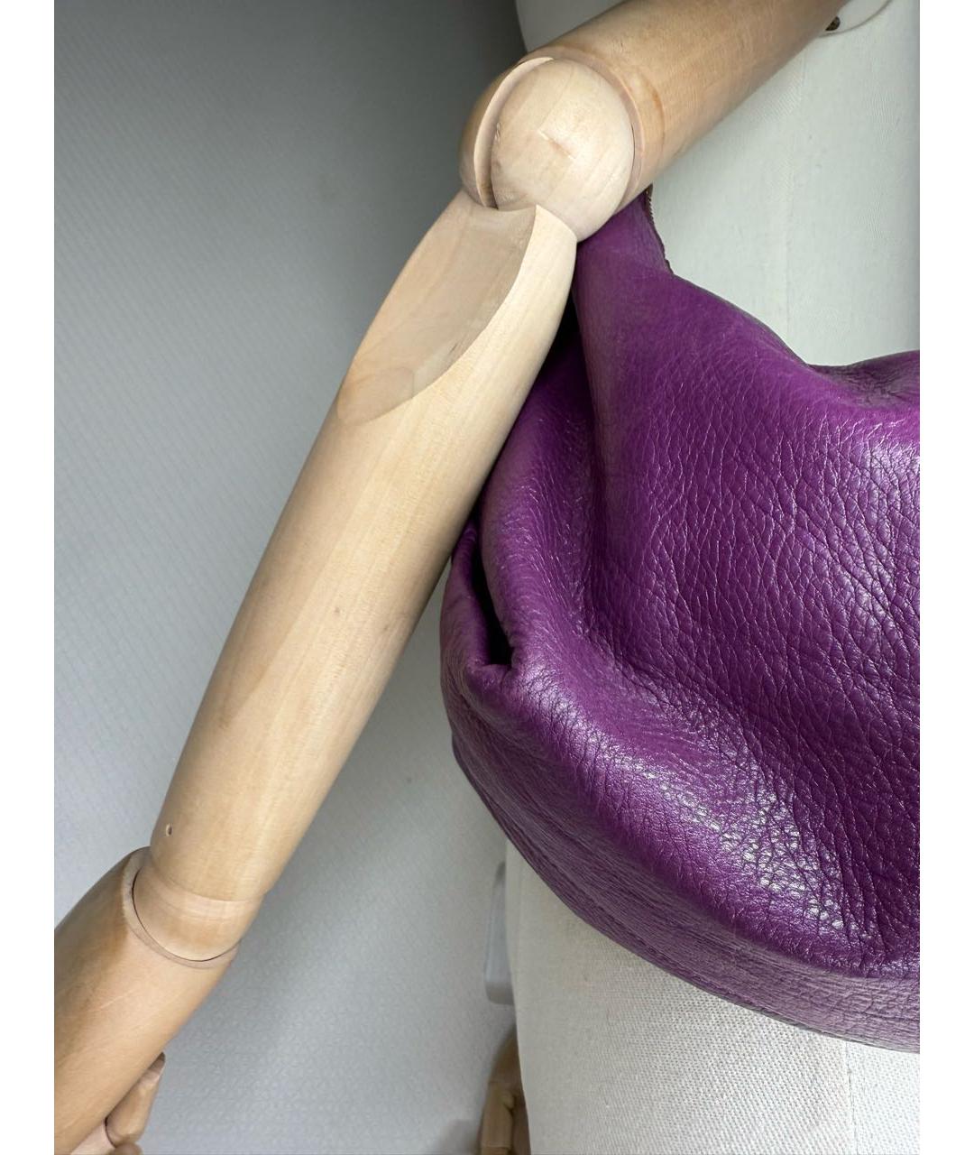 COACH Фиолетовая кожаная сумка с короткими ручками, фото 7