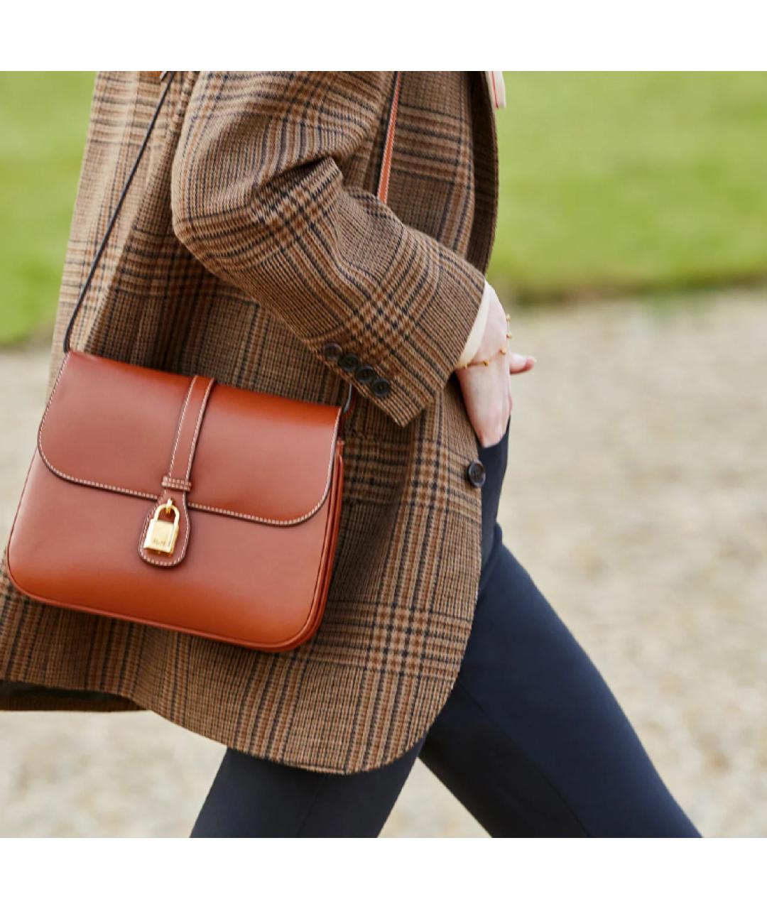 CELINE Коричневая кожаная сумка через плечо, фото 4