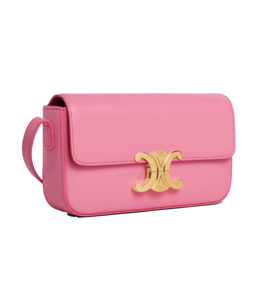 CELINE Розовая кожаная сумка через плечо, фото 2