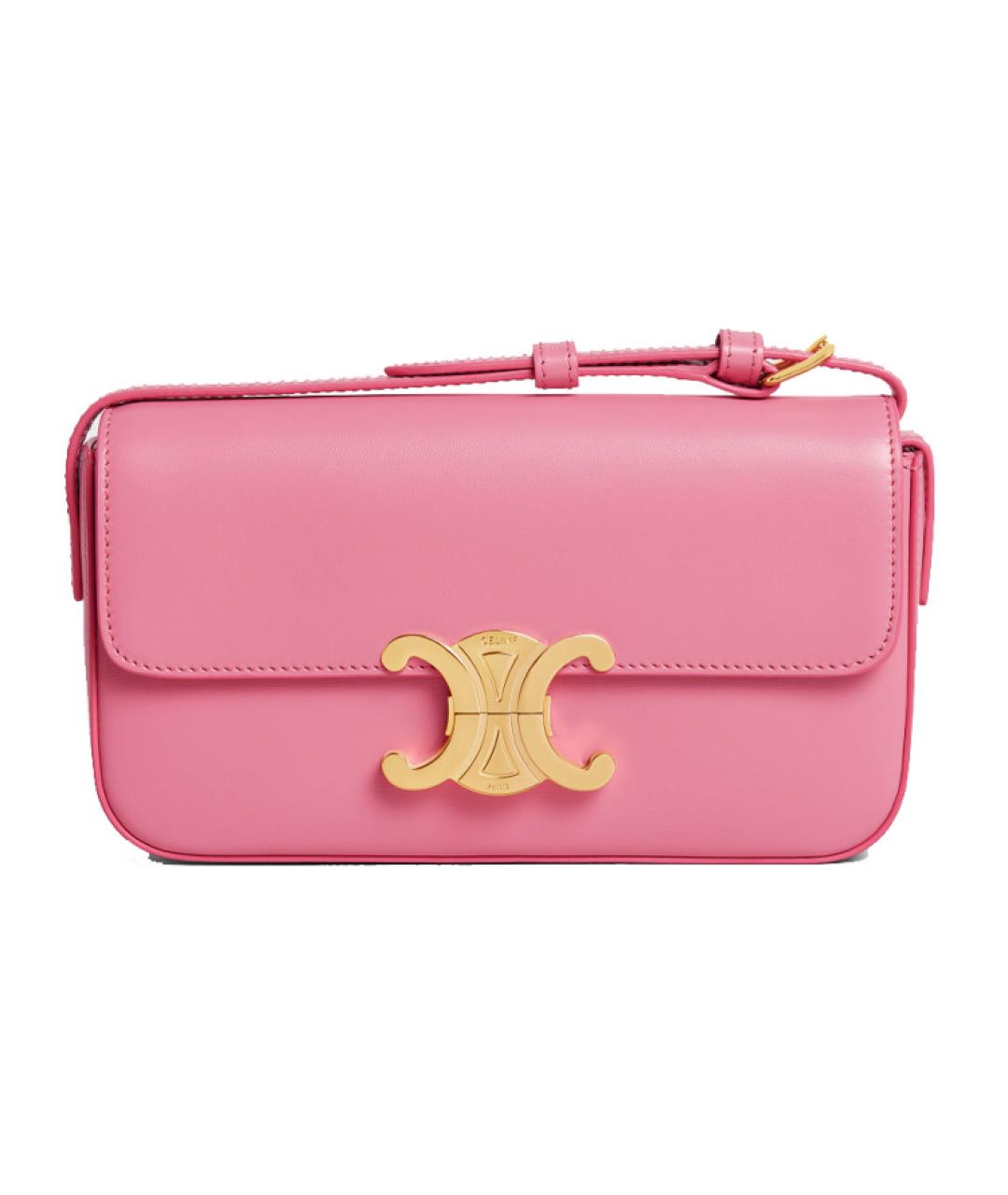 CELINE Розовая кожаная сумка через плечо, фото 1