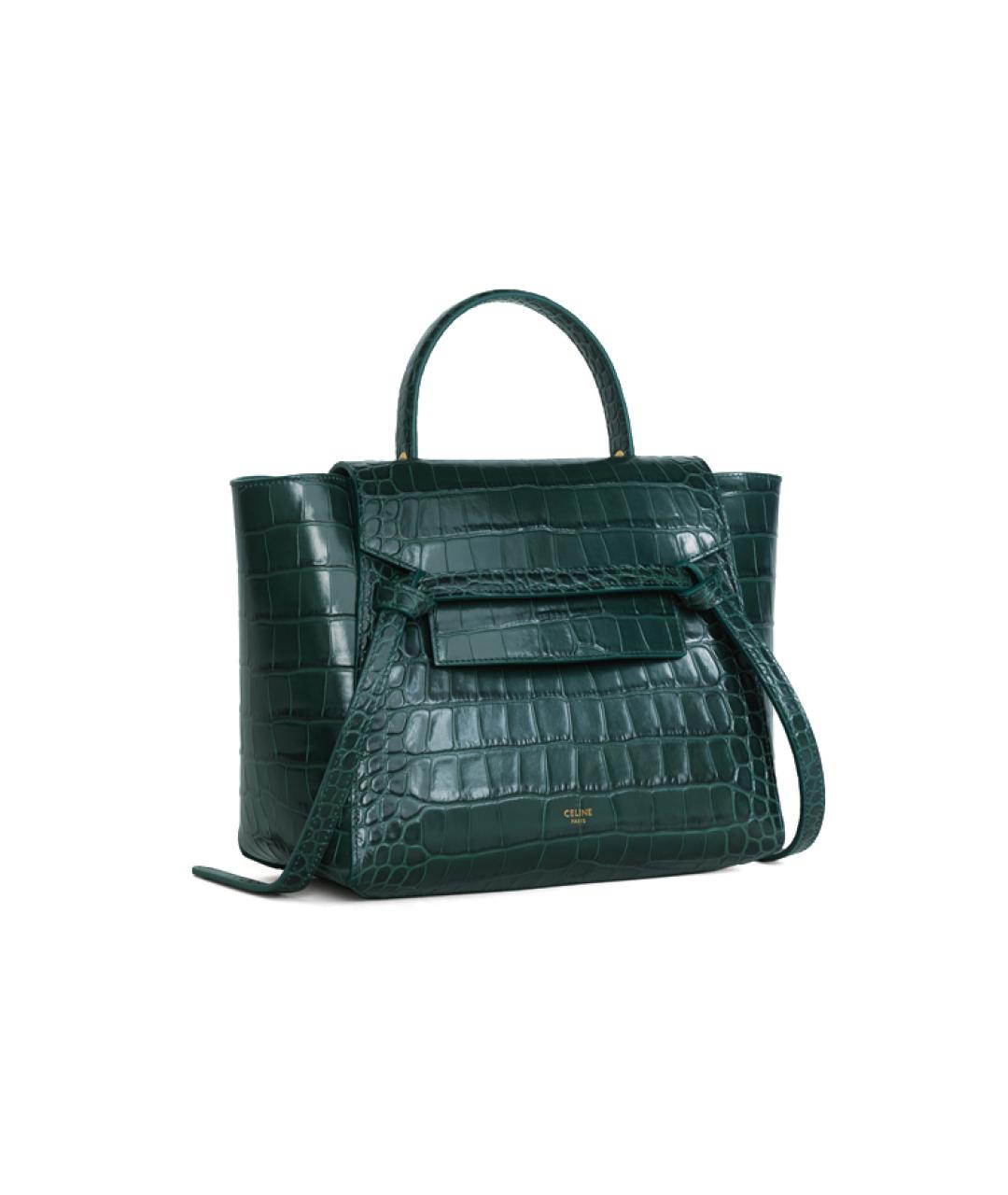 CELINE Зеленая кожаная сумка через плечо, фото 2