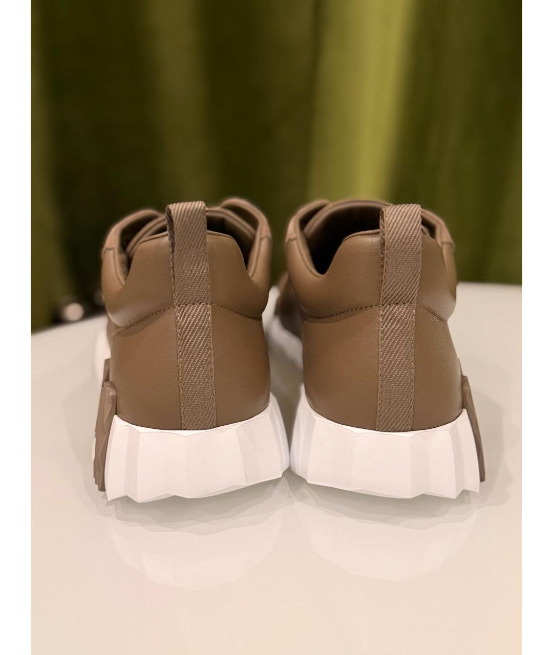 HERMES Коричневые кожаные низкие кроссовки / кеды, фото 4