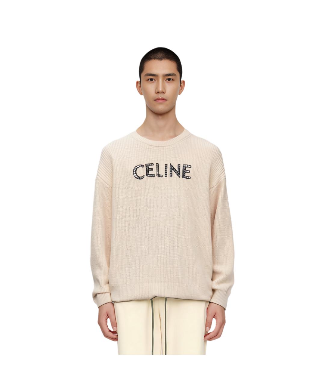 CELINE Бежевый шерстяной джемпер / свитер, фото 9