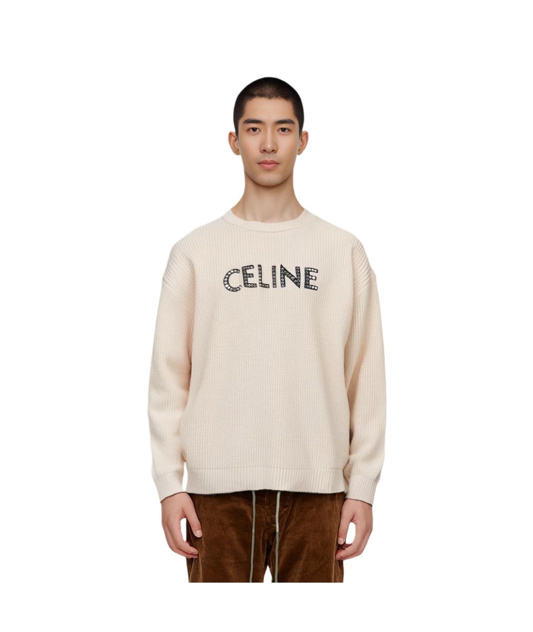 CELINE Бежевый шерстяной джемпер / свитер, фото 7