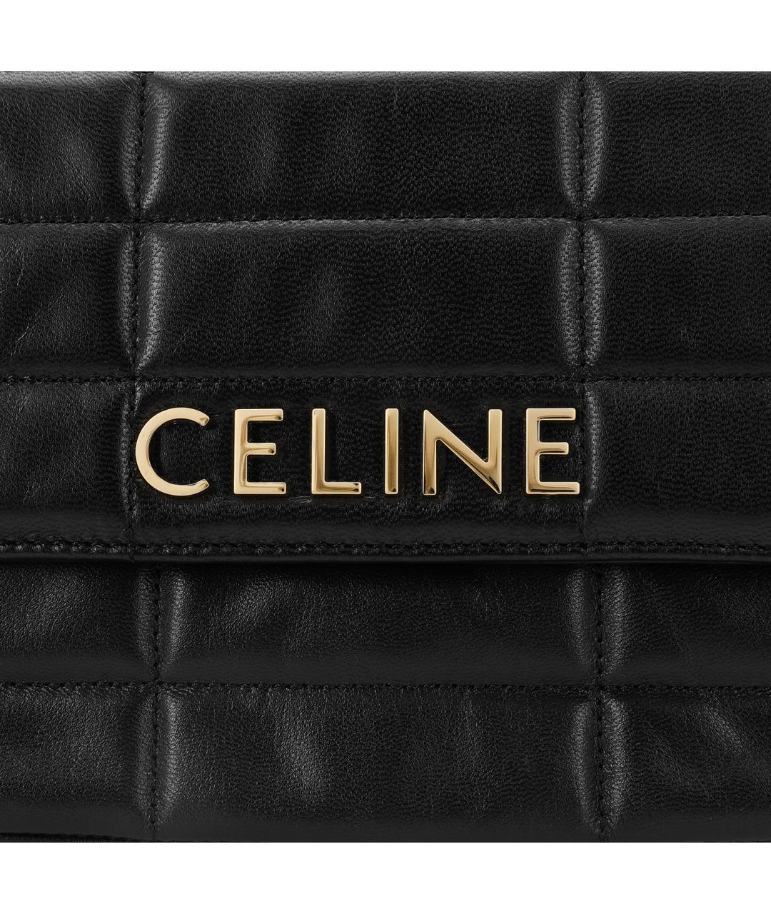 CELINE Черная кожаная сумка через плечо, фото 6