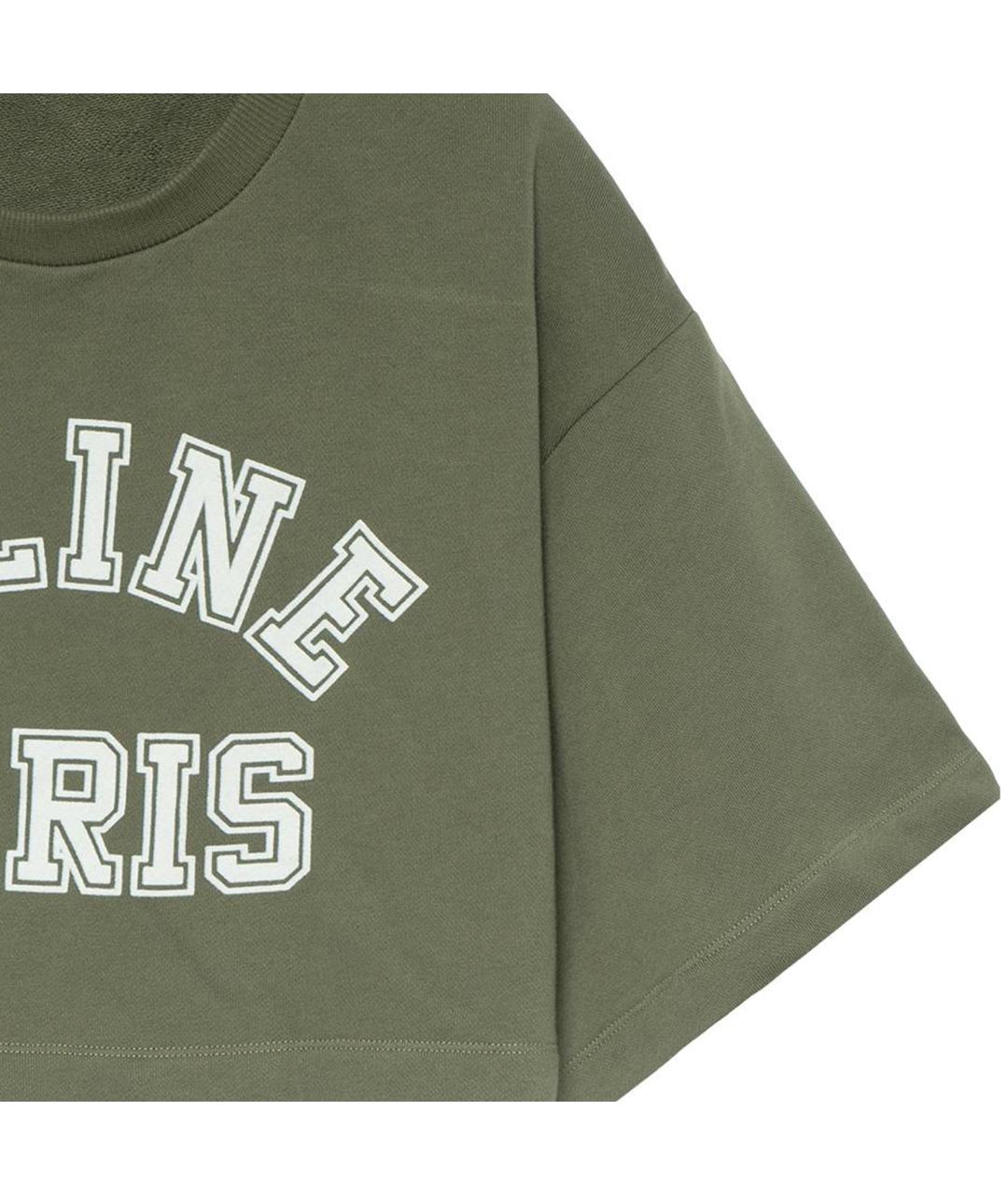 CELINE Зеленая хлопковая футболка, фото 4