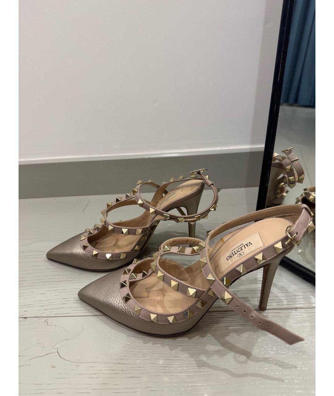 VALENTINO Золотые кожаные туфли, фото 6