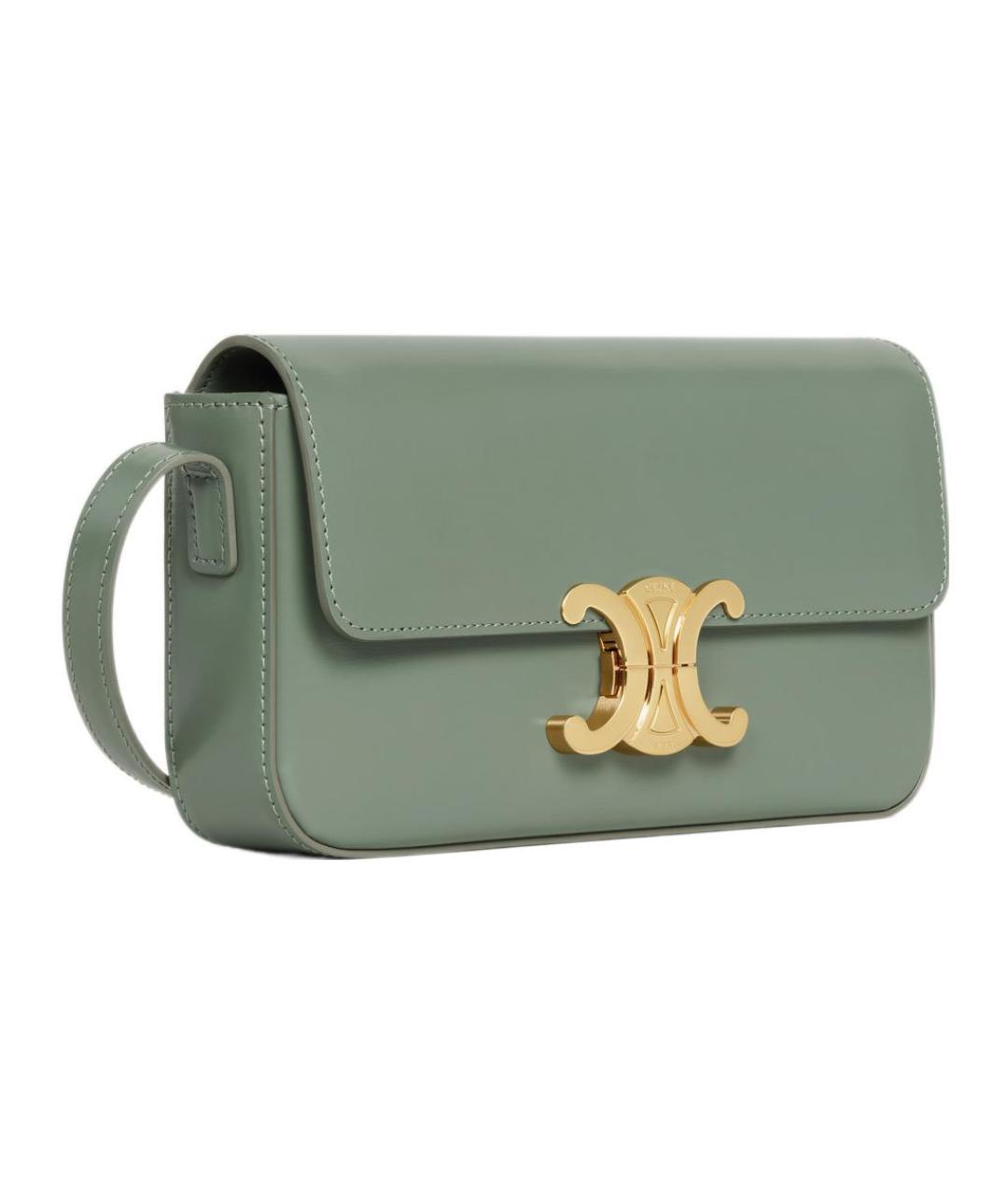 CELINE Зеленая кожаная сумка через плечо, фото 2