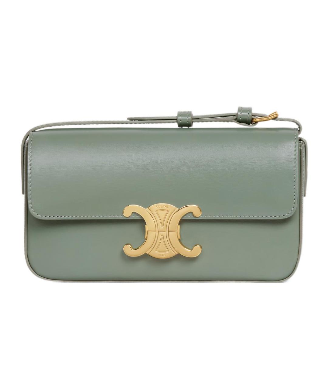 CELINE Зеленая кожаная сумка через плечо, фото 1