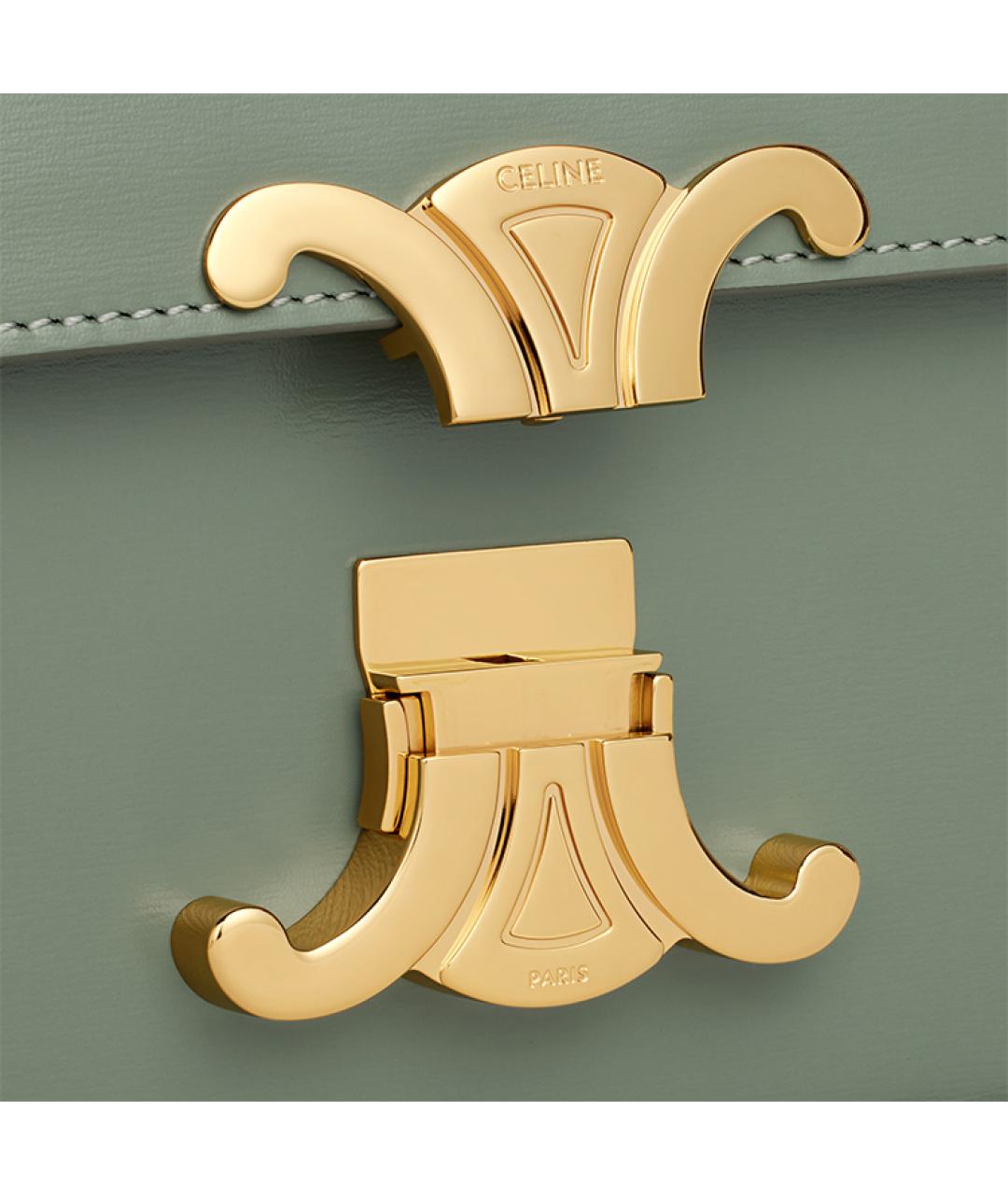 CELINE Зеленая кожаная сумка через плечо, фото 4