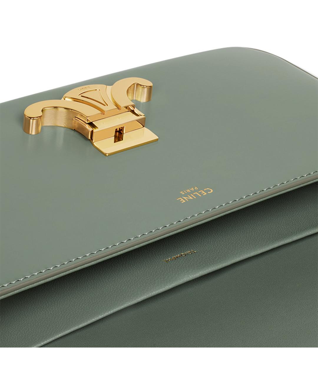 CELINE Зеленая кожаная сумка через плечо, фото 5