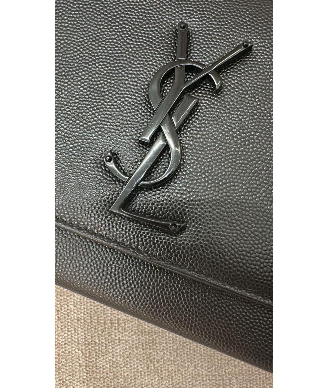 SAINT LAURENT Черная кожаная сумка через плечо, фото 4