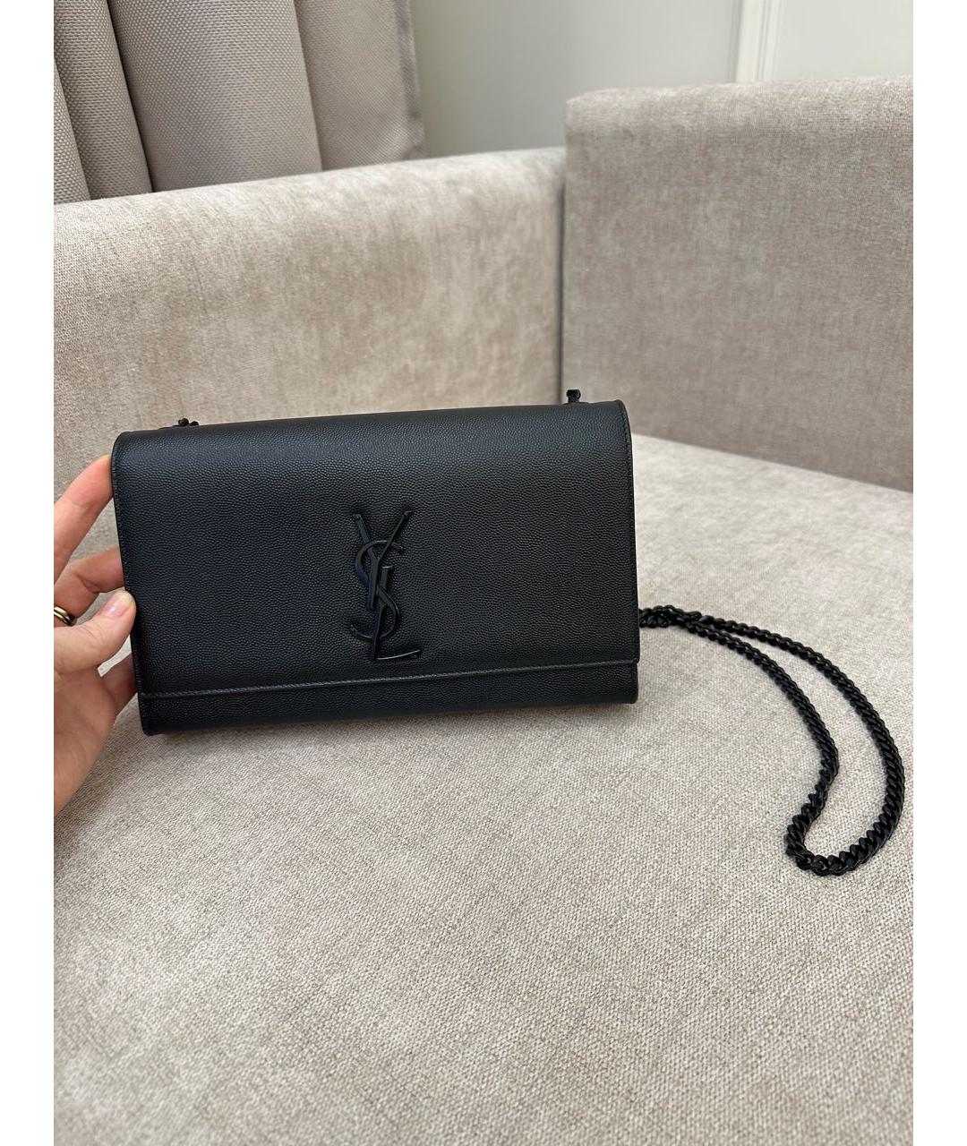 SAINT LAURENT Черная кожаная сумка через плечо, фото 3