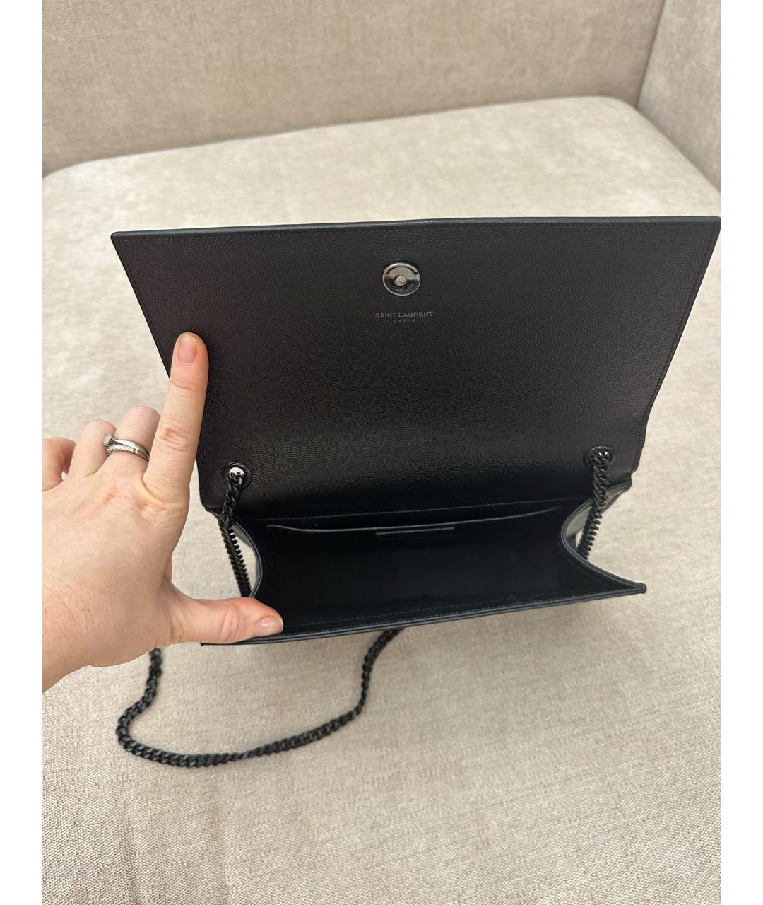 SAINT LAURENT Черная кожаная сумка через плечо, фото 8