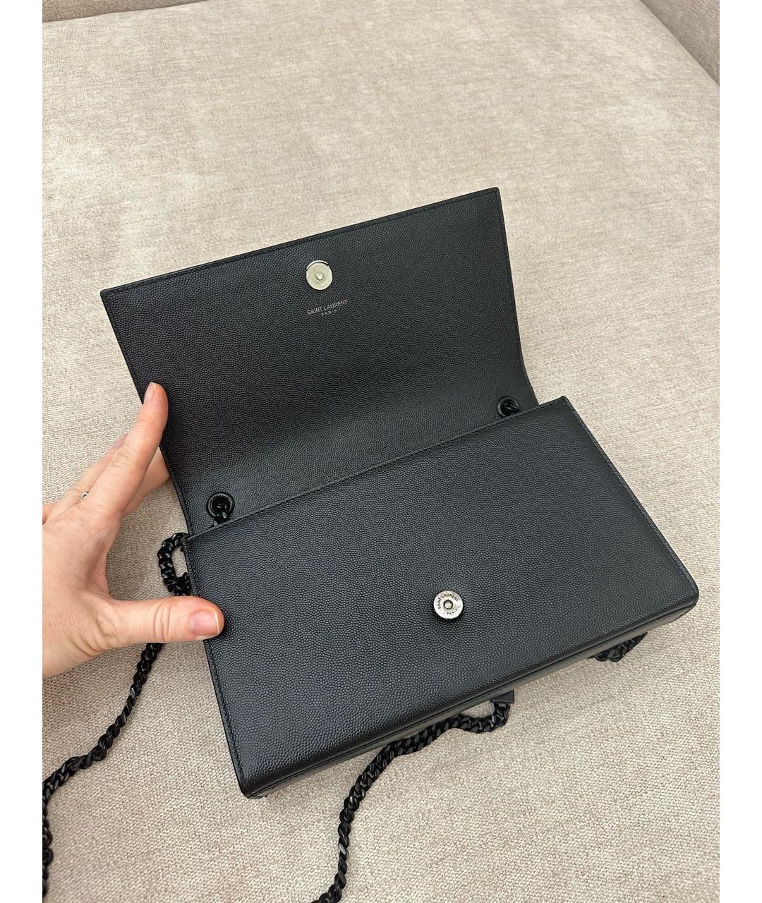 SAINT LAURENT Черная кожаная сумка через плечо, фото 7