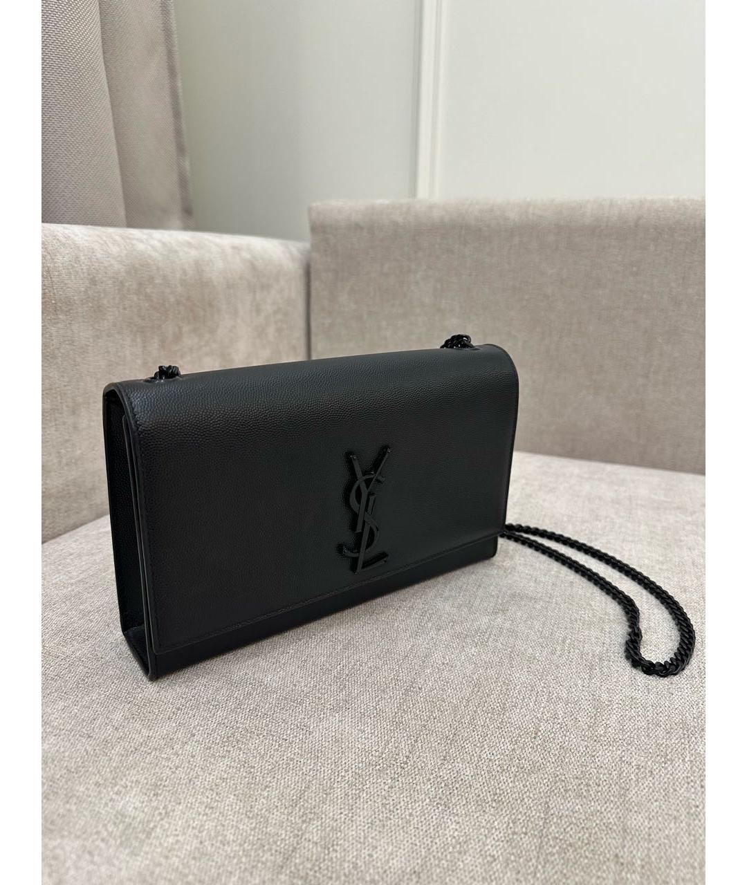 SAINT LAURENT Черная кожаная сумка через плечо, фото 2