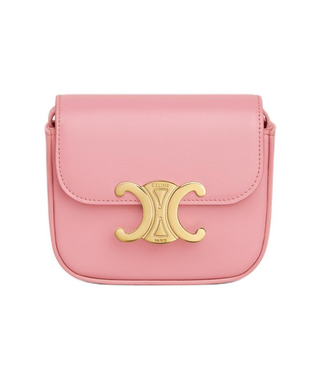 CELINE Розовая кожаная сумка через плечо, фото 1