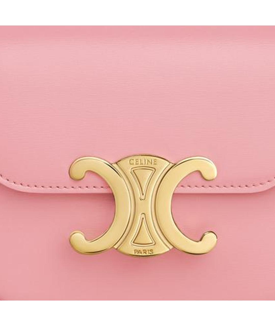 CELINE Розовая кожаная сумка через плечо, фото 5