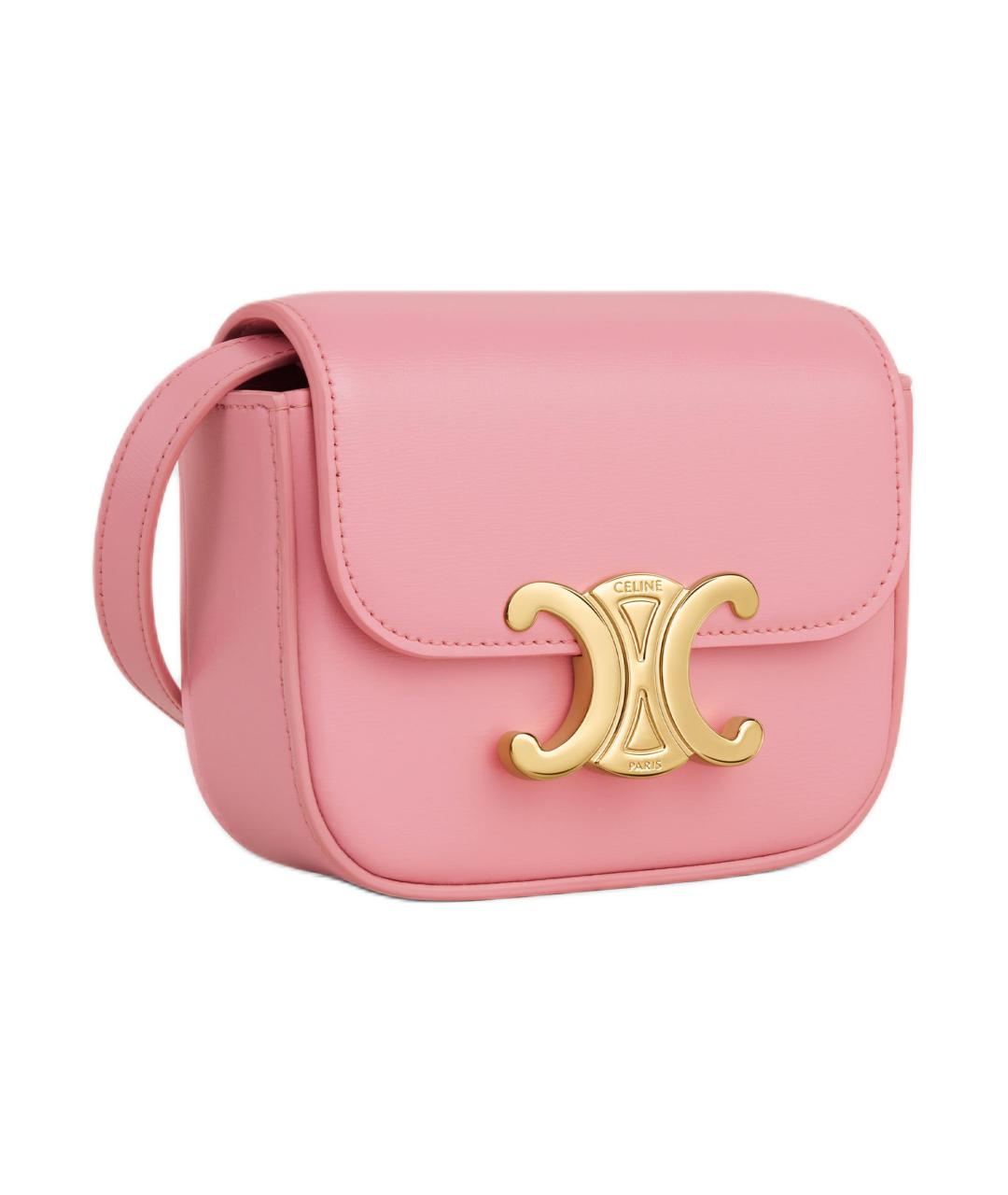 CELINE Розовая кожаная сумка через плечо, фото 2