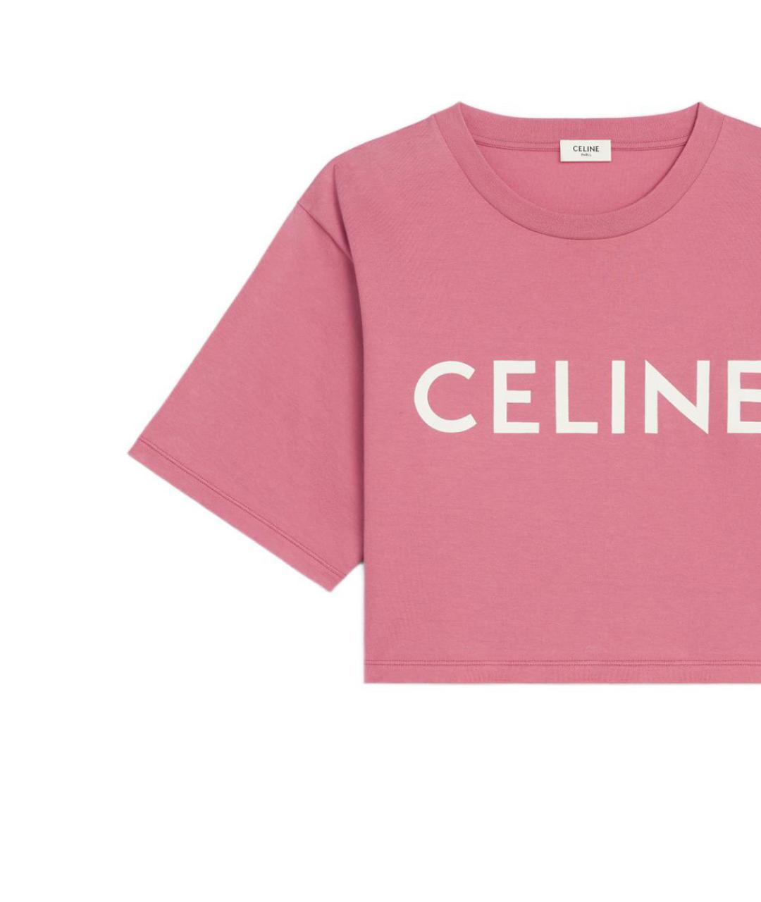 CELINE Розовая хлопковая футболка, фото 4