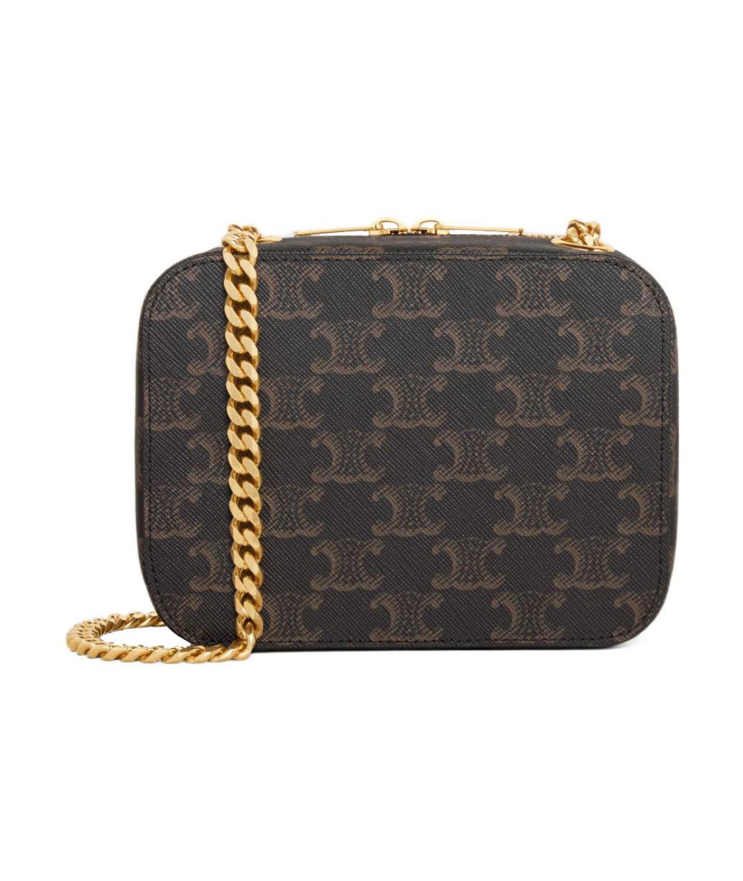 CELINE Коричневая кожаная сумка через плечо, фото 3