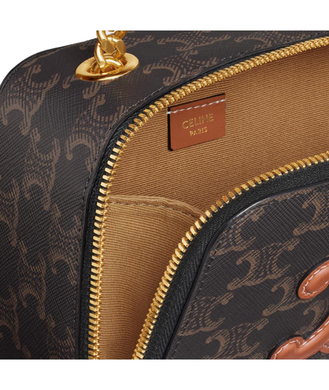 CELINE Коричневая кожаная сумка через плечо, фото 5