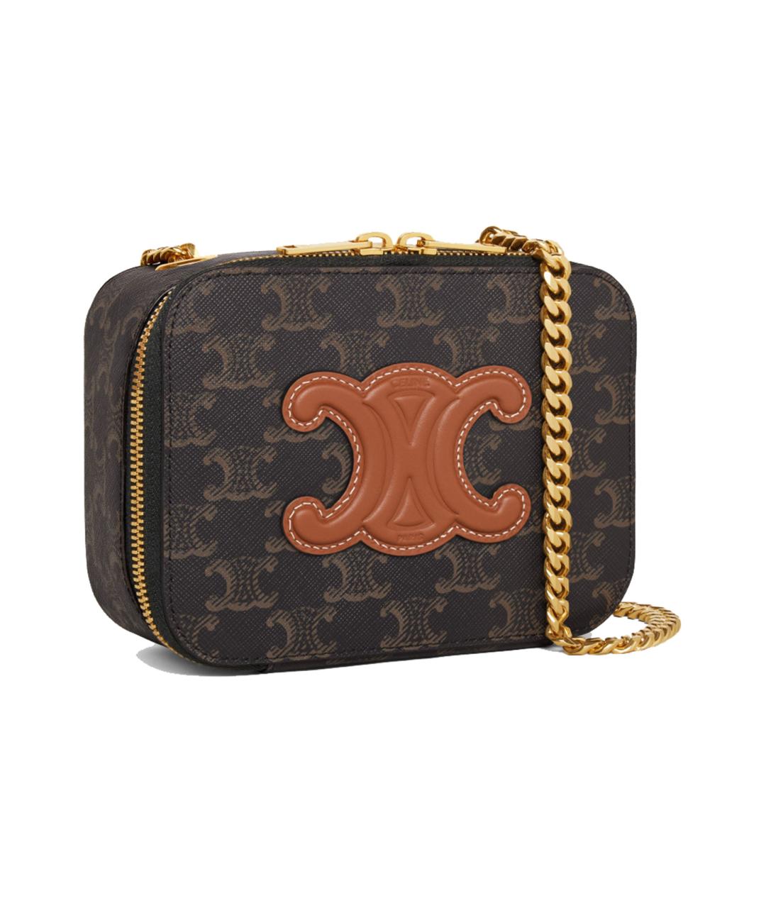 CELINE Коричневая кожаная сумка через плечо, фото 2